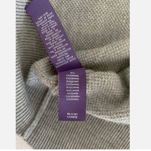 Ralph Lauren Purple Label Piqué Knit Wool Cashmere zip Sweater ITALY Large grey - Picture 5 of 10